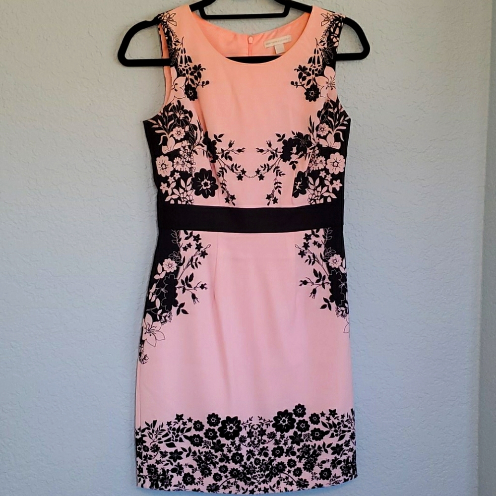 Light Pink and Black Floral Shift Dress
